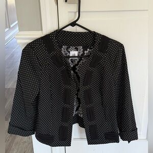 CAbi Black & White Polka Dot Cropped Blazer